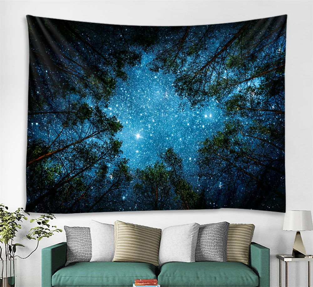 Спокойный пейзаж гобелен звездное небо тропический пляж лес Небесный Настенный декор Ткань Гобелен в стиле бохо горячее пляжное полотенце - Цвет: 1