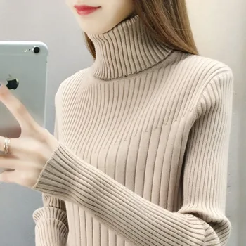 

Lucyever Thick Turtleneck Women Knitted Pullover Sweater Fashion Winter Warm Long Sleeve Loose Solid Jumper Female Basic Top