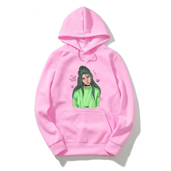 Толстовка с капюшоном с принтом Billie Eilish, худи для женщин и мужчин, уличная одежда худи в стиле хип-хоп, Розовая Одежда для девочек, зимняя рубашка Harajuku - Цвет: 905-JX-billie 14