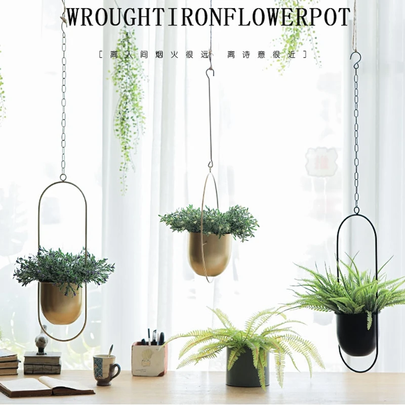 Metal Hanging Pot Plant Hanger Chain Iron Flower Planter Basket Swinging Holder Home Balcony Decor | Дом и сад