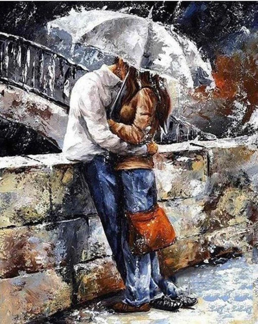 Peinture par numéros bricolage, cadre photo, couple romantique