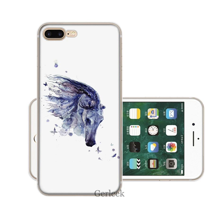 Чехол для мобильного телефона iPhone 11 Pro 6 6s 7 8 P Lus iPhone XR X XS Max 5 5S SE Shell Акварельная Лошадь Картина маслом жесткий чехол