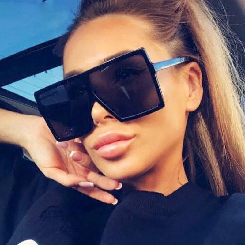 

Vazrobe Steampunk Sunglasses Men Woman Unisex Large Face Flat Top Mirror Sun Glasses for Female Black/red/white Vintage Shades