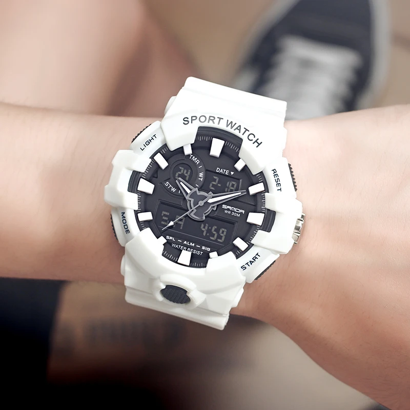 

2019 Nieuwe SANDA Merk Sport heren Horloges Militaire LED Analoge Digitale Horloge Mannen Waterdicht Mode Elektronische