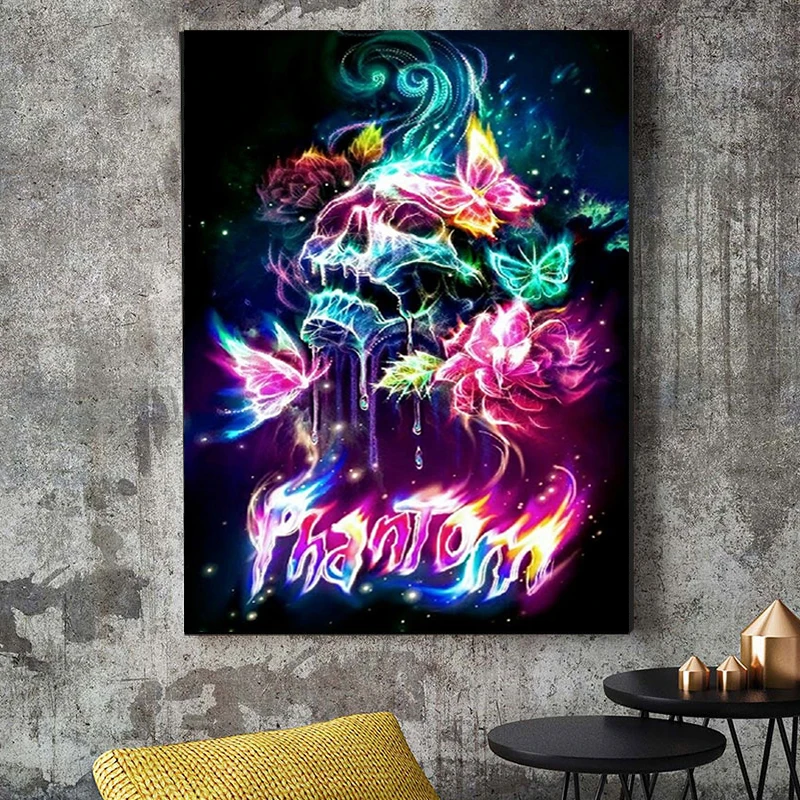 

Full Drill 5D DIY Diamond Painting Colored skull 3D Embroidery Mosaic Cross Stitch Cartoon Skeleton Picture Of Rhinestone Gift