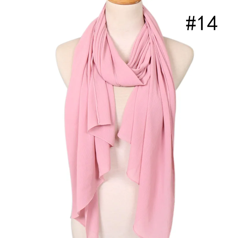 14 25 Colors Women Soft Long Scarf Muslim Hijab Shawl Wrap Chiffon Islamic Turban Headscarf Bandanas Ramadan Large Scarves 180*75cm - Цвет: 14