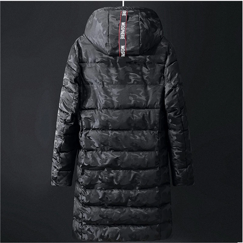 8XL, 9XL, 10XL, Толстая теплая куртка, парка, для мужчин и женщин, с хлопковой подкладкой, камуфляжная, длинное пальто, с капюшоном, парки, черная, плюс размер, зимняя верхняя одежда