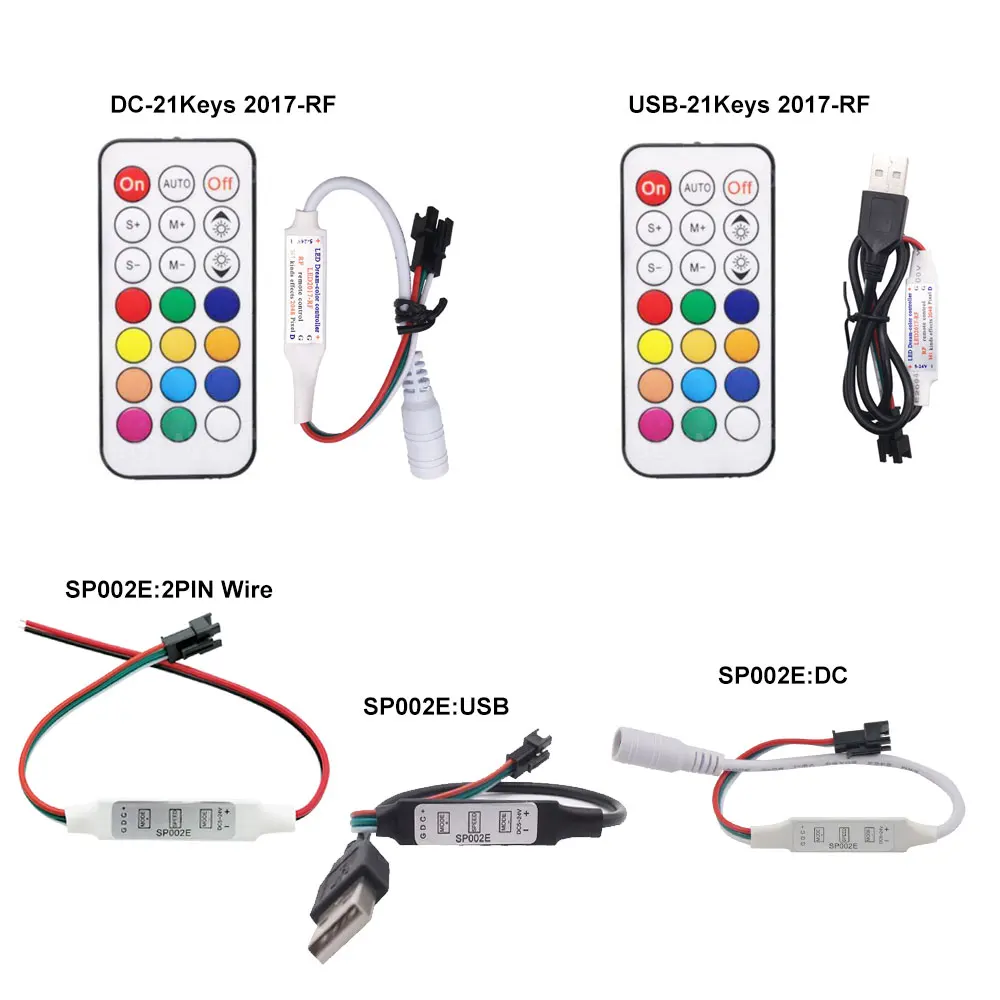LED Pixel Strip Light Controller RF 14/17/21 Keys USB/DC MINI 3 Keys for WS2811 WS2812B 1903 with Remote Control DC5-24V rgb led controller pixel led controller led strip controller led controller
