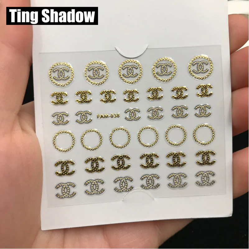 60pcs FAM038 1 Набор = 60 шт брендовых металлических наклеек для ногтей - Цвет: 60pcs FAM038