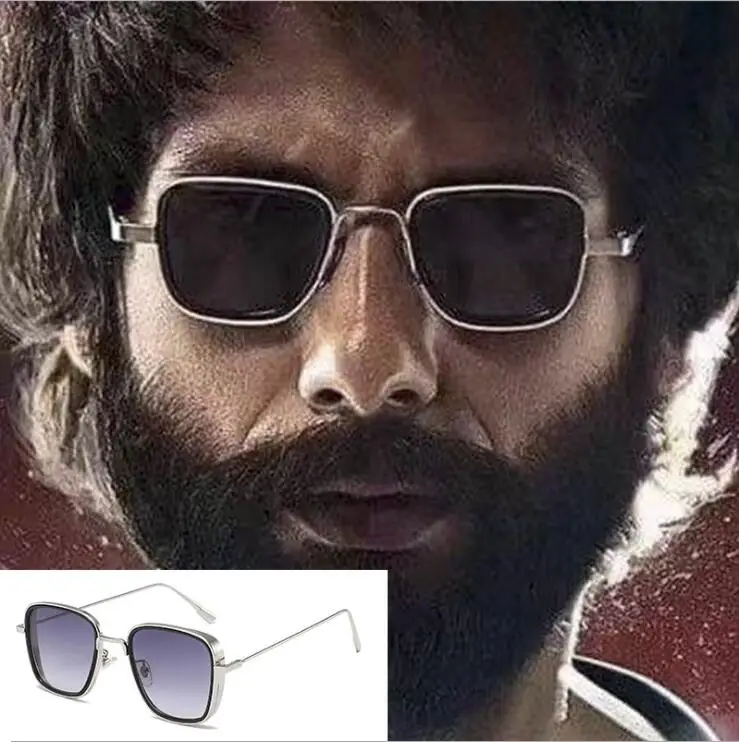Samjune Роскошные Kabir Singh индийские солнцезащитные очки в стиле фильма Мужские квадратные золотые рамки крутые солнцезащитные оттенки фирменный дизайн красные очки для мужчин UV400