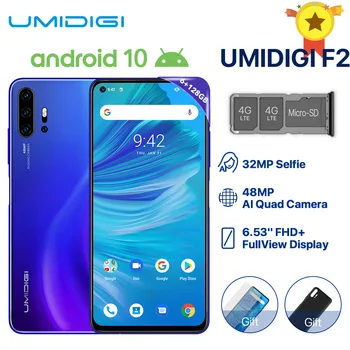

IN STOCK UMIDIGI F2 Android 10 Global Version 6.53"FHD+6GB 128GB 48MP AI Quad Camera 32MP Selfie Helio P70 Cellphone 5150mAh NFC