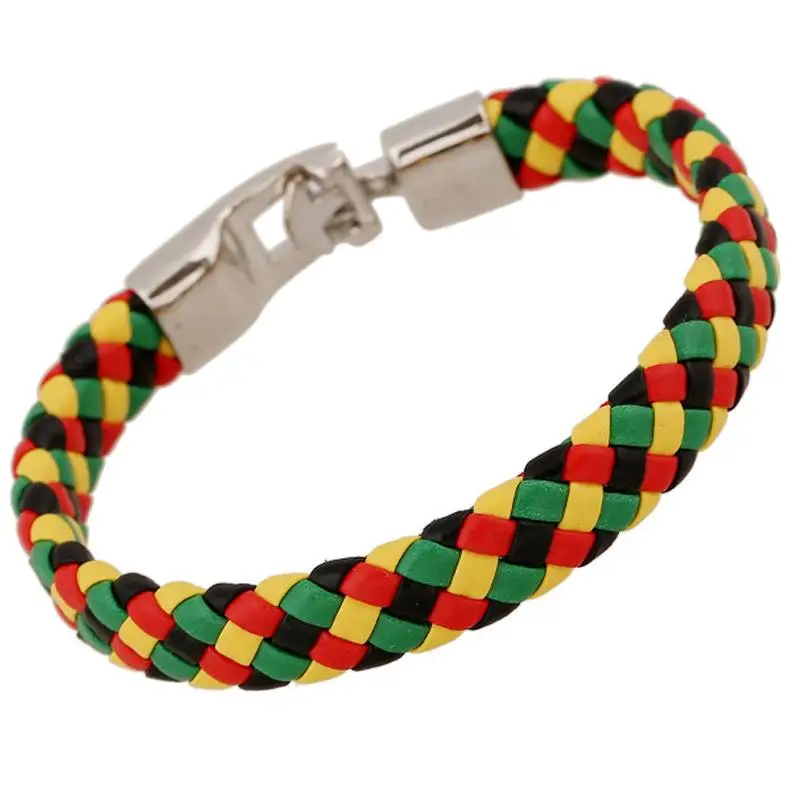 

2019 New Colorful Check Pattern Wholesale Color Ladies Bracelet Leather Jewelry Fashion Unisex PU Braided Bracelet Bangle