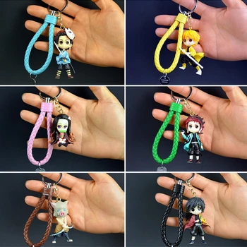 

New 6Styles Anime Demon Slayer Kimetsu No Yaiba Action Figure Keychain Tanjirou Nezuko Figurine Toy Keyring PVC Model Key Chains