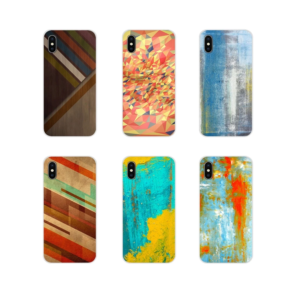 Silicone Shell Cover For Samsung Galaxy A3 A5 A7 A9 A8 Star A6 Plus 2018 2015 2016 2017 Teal Peach Triangles Color Block On Wood | Мобильные