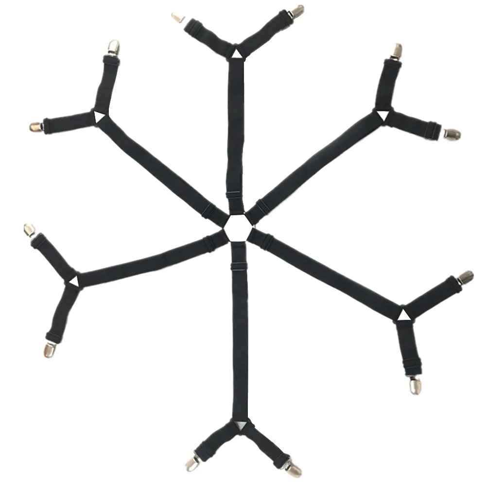 

New Bed Sheet Fastenr Adjustable Elastic Fitted Sheet Straps Crisscross Bed Sheet Fasteners Suspenders 12 Clips Fixed Holder