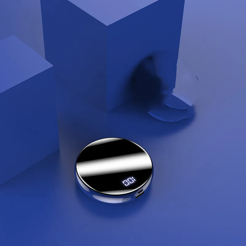 Портативный мини внешний аккумулятор 10000 мАч, микро usb порты, внешний аккумулятор с зеркальным экраном, цифровой дисплей - Цвет: Синий