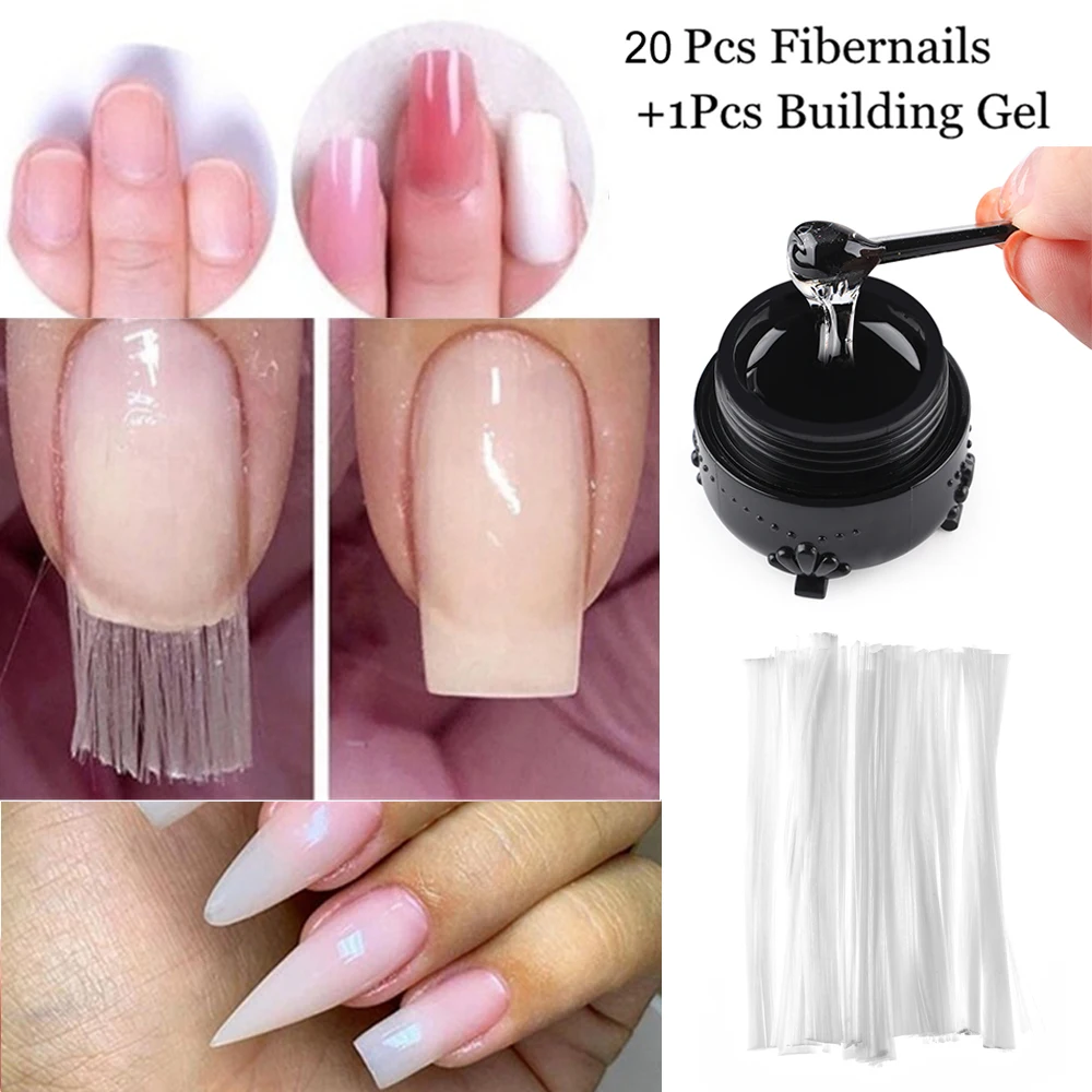 20 шт. Fibernails шелк с наращивание ногтей гель продлевающий половой акт стекловолокно Акриловые ногти Советы быстрое строительство маникюрный набор инструментов