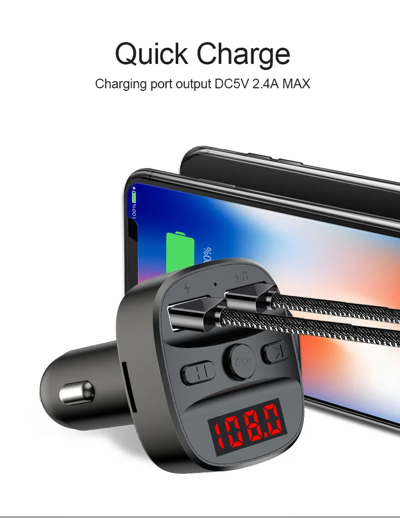 Bakeey автомобильное зарядное устройство 2.1A двойной USB цифровой дисплей Bluetooth Быстрая зарядка зарядное устройство для iPhone XS Xiaomi Mi9 huawei P30 mate 30