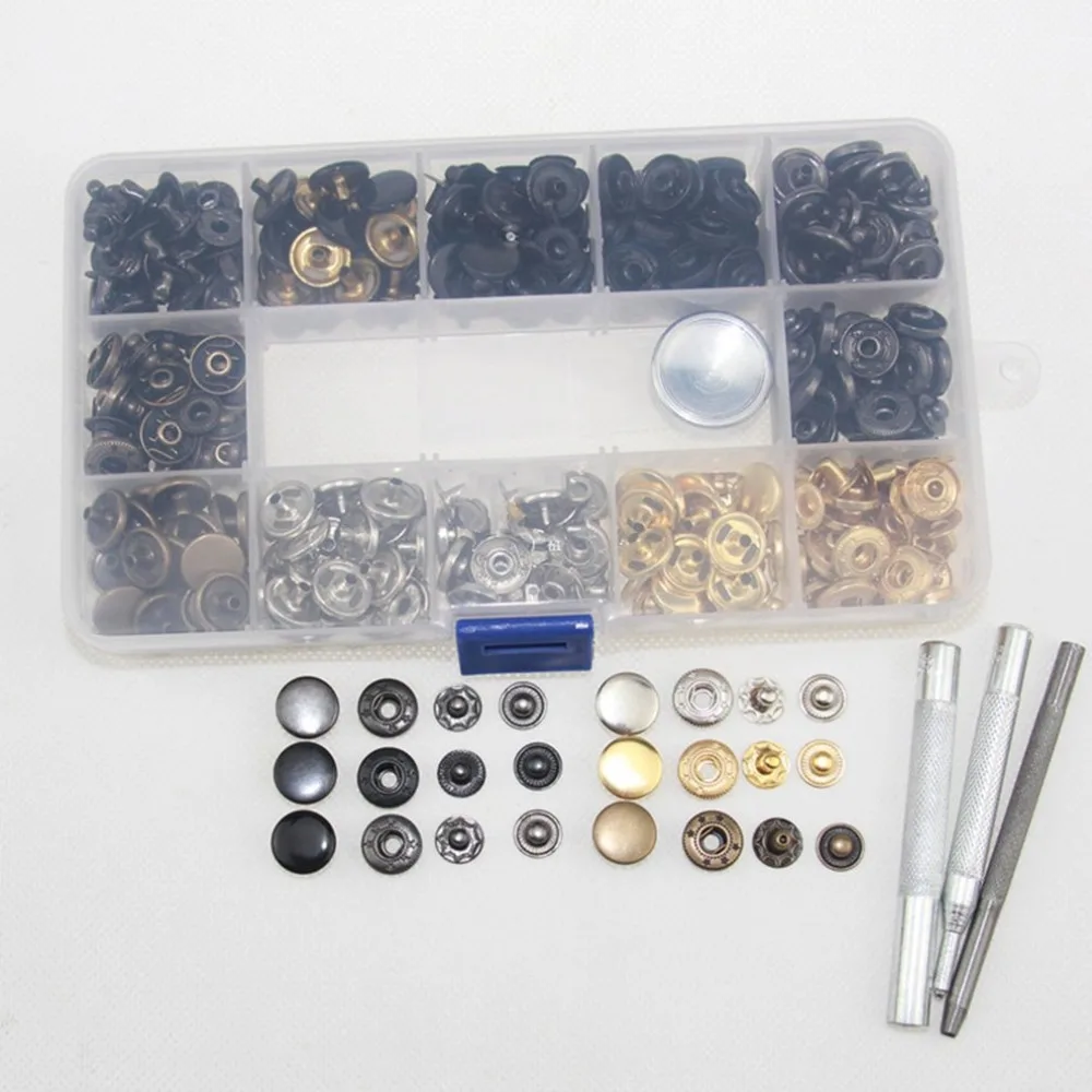 Metal Four-Button 6 Color Installation Tool Snap Button High-Grade Metal Pure Copper Button 120 Sets