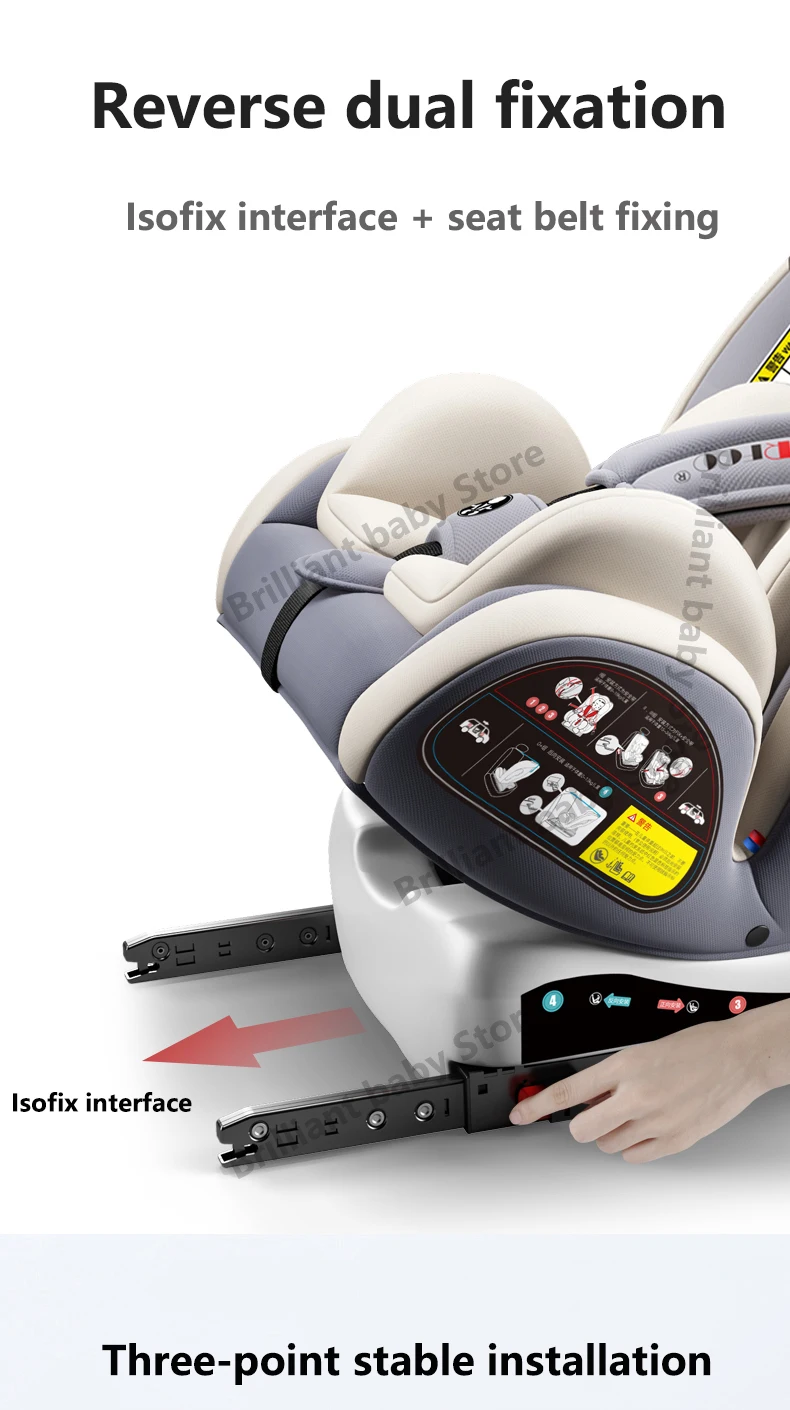 Автомобильное Универсальное Детское безопасное сиденье с поддержкой Isofix и защелкой для детей 0-12 лет, портативное безопасное сиденье для детей, регулируемое на 165 градусов