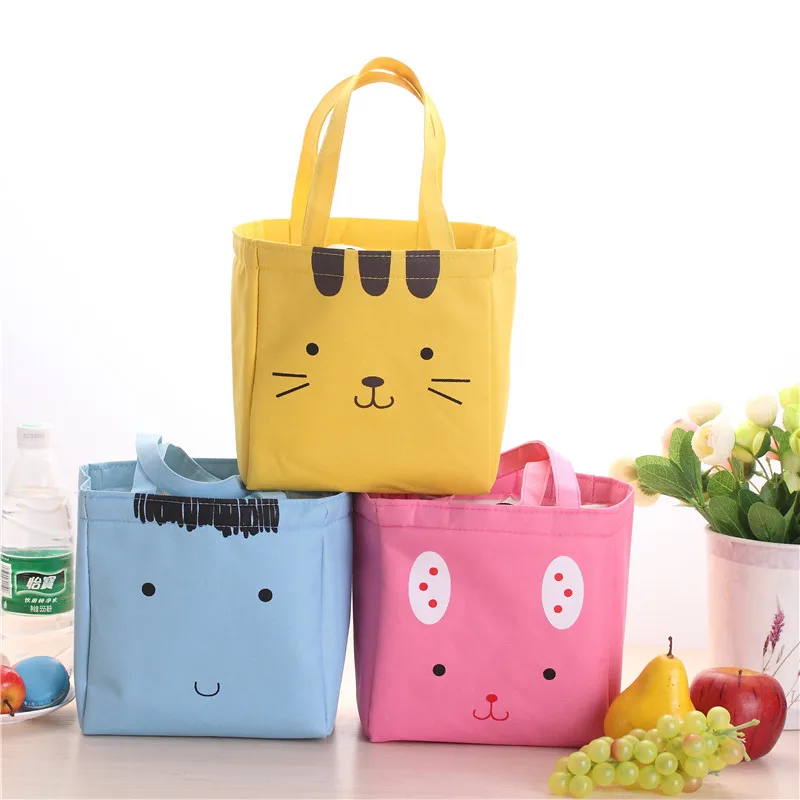 

Xianjian Cartoon Cute Reusable Lunch Bags Printed Cat Canvas Fabric with Insulated Waterproof Aluminum Foil Lunch Box for kids