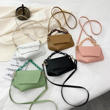 

Simple PU Leather Shoulder Bags Women Irregular Shaped Acrylic Chain Sling Pouch Fashion Exquisite Shopping Bag