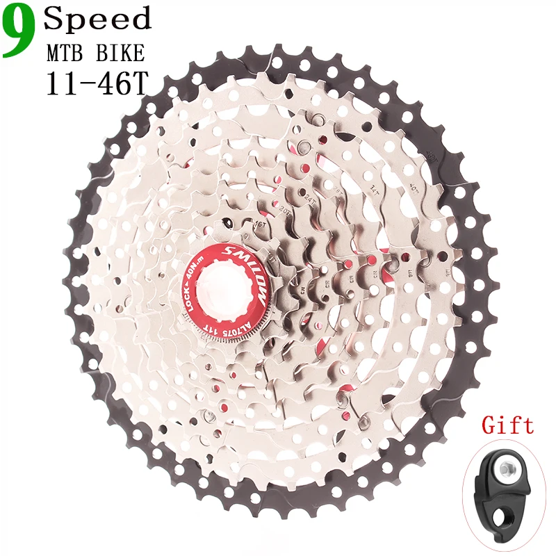 SMLLOW 9speed 11-46T MTB велосипедная кассета с цепным колесом горный велосипед широкоугольные звездочки 9s k7 9speed Freewheel - Цвет: Красный