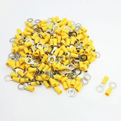 

200 Pcs RV5.5-8 Ring Tongue Type Pre Insulated Terminals Yellow for AWG 12-10