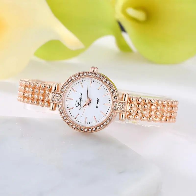 Роскошные Стразы браслет кварцевые Для женщин часы reloj модные часы из розового золота, Для женщин женские часы relojes para mujer