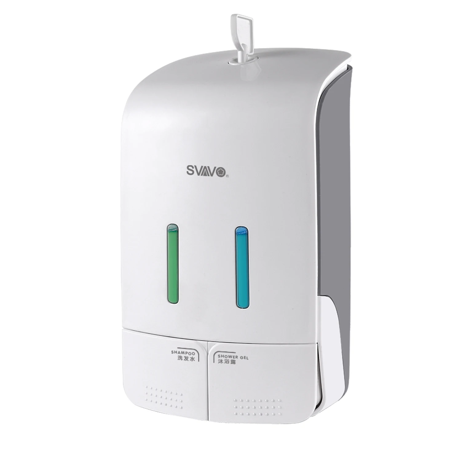

SVAVO Double Liquid Soap Dispenser Wall Mounted Shampoo Dispenser Double Soap Bottle Containers for Bathroom Hotel