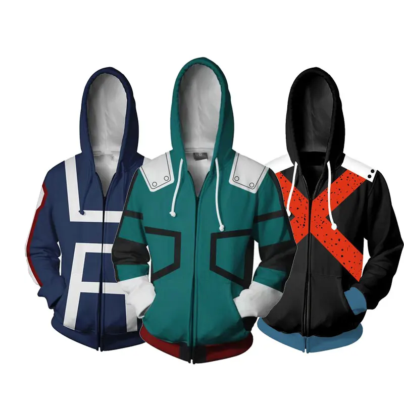 

Anime Boku No My Hero Academia Cosplay Costumes Zipper Hoodies H Sweatshirts Bakugou Todoroki Shoto Spring Jacket Coat