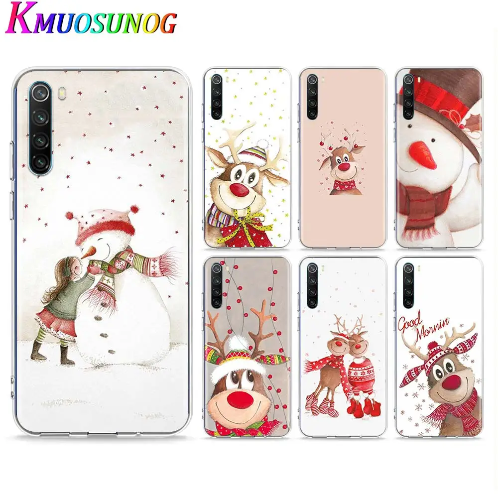 

Transparent Soft TPU Cover Christmas cartoon moose For Xiaomi Redmi Note 9 9S Pro Max 8T 8 7 6 5 Pro 5A 4X Phone Case