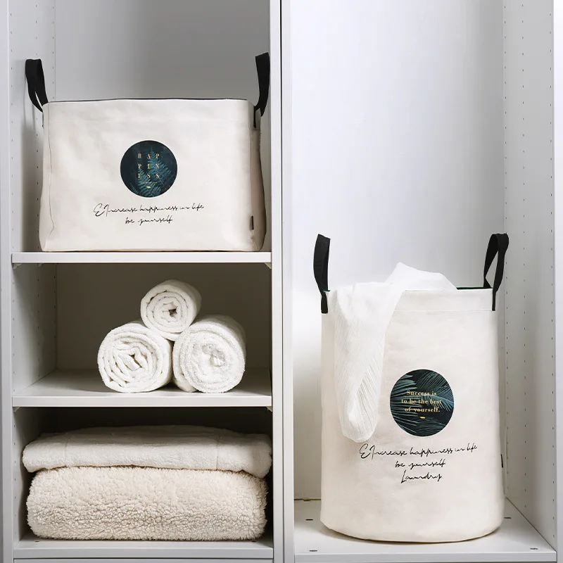 Nordic Style Laundry Bucket Household Clothing Foldable Fabric Bucket Toy Storage Bag