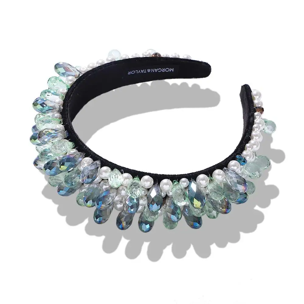 4 Vedawas Multi-Color Gem Baroque Headbands Women Diamond Hair Accessories Pearl Headband Girls Crown Flower Hairbands Head Wrap - Цвет: 4