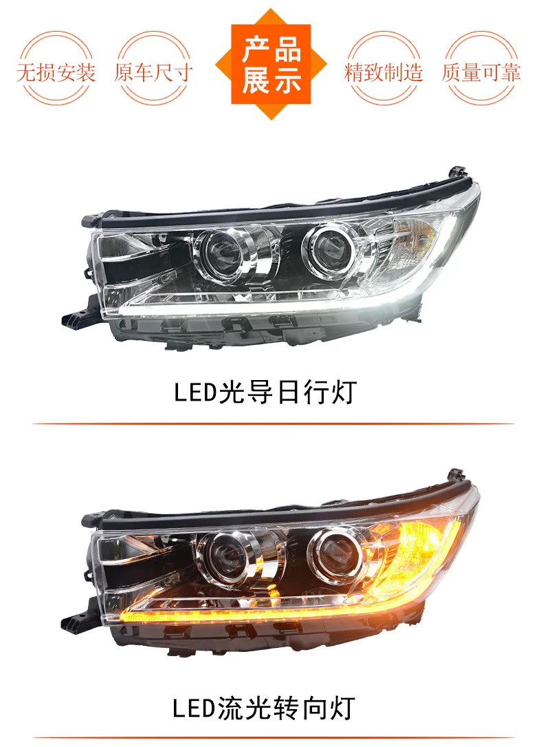 Автомобильный Стайлинг фар для фары Toyota Highlander Головной фонарь светодиодный DRL+ Hid светодиодный дальний и ближний свет+ Динамический поворот