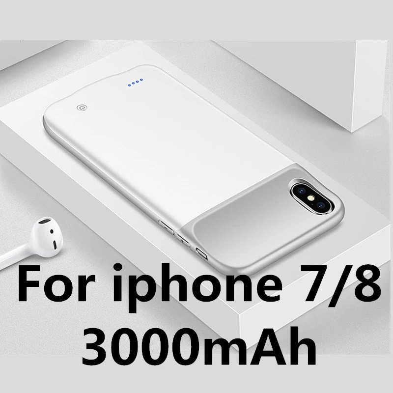 Ультратонкий 4000 мАч чехол для зарядного устройства для iphone X/XS XR XS Max чехол для зарядного устройства для iphone 7 8 Plus 6s 6 Plus Capa - Цвет: white for 7 8