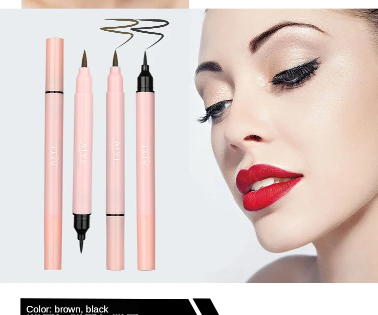 MB New 2020 Waterproof Liquid Eye liner Double Head Black Brown Liner Set 3D Fiber Makeup |