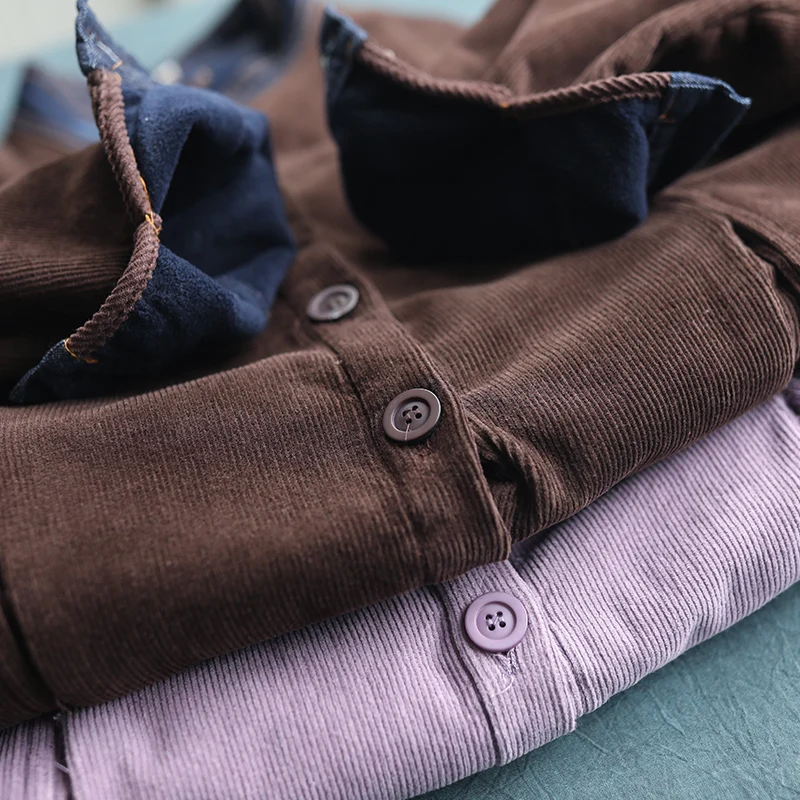 low cost Corduroy Jackets For Women Thick Coats 2019 Autumn New Patchwork Denim Vintage Warm Button Women Lo