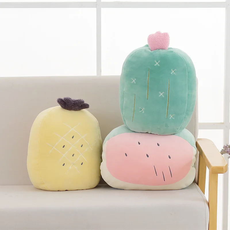 Plush Throw Pillows Hand Warmers with Hole Cartoon Stuffed Fruit Shape Buttocks Cushions Kids Toys Gifts Pillows