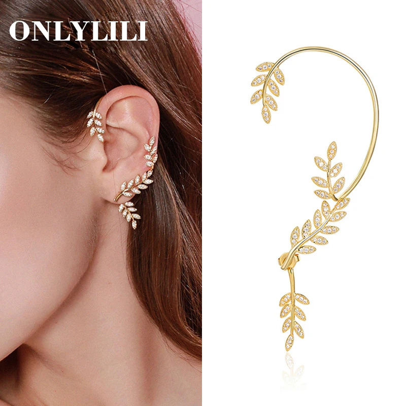 

Onlylili 1PCS White Cubic Zirconia Stud Earring Cz Jewelry Filled Summer New Lightning Bolt Long Stud Cuff Earrings for Women