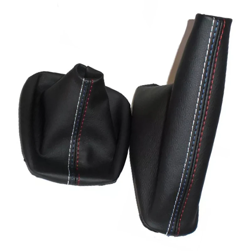 2pcs/set: Car Shift Gear Stick Cover Handbrake Gaiter Shift Boot Leather Cover Boot For BMW 3 Series E36 E46 M3