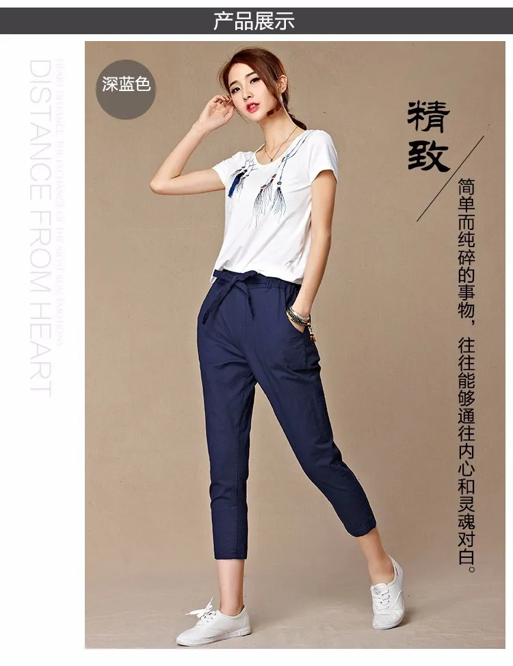 Капри pantalon femme ete летние женские брюки капри хлопковые льняные брюки с эластичной резинкой на талии шаровары брюки Размер 4XL