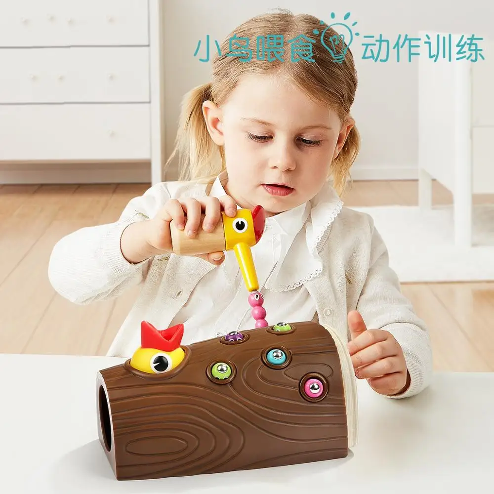 Neue Specht Insekten Grundlegende pyadagogisches entwiclung Holz Magnetischen Fangen Spiel Spielzeug Kinder Монт |