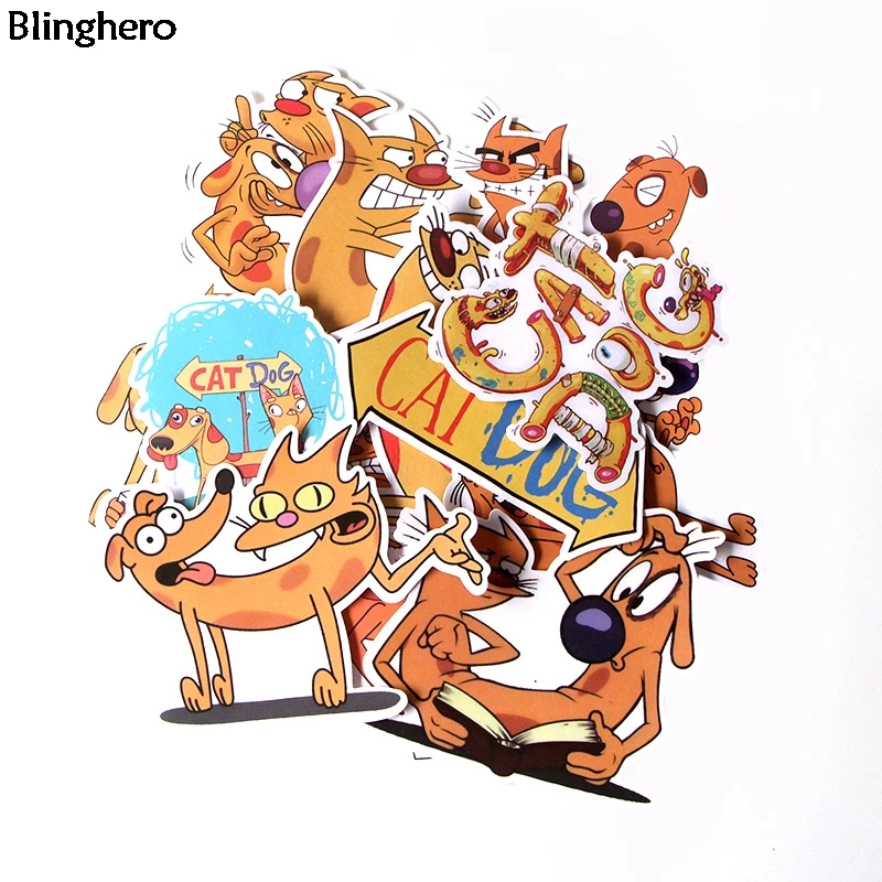 10 компл./лот Blinghero Catdog наклейки 13 шт./компл. ПВХ стикеров канцелярских принадлежностей с забавными животными наклейки ноутбук Чемодан наклейки BH0089