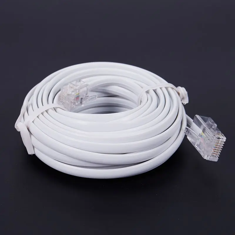 6M 20ft RJ11 6P4C к RJ 45 8P4C Модульная сеть телефонных кабелей белый