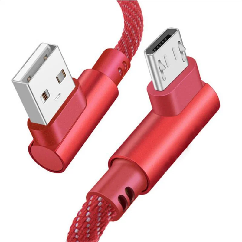 2 м Micro USB кабель 90 градусов Быстрое зарядное устройство зарядный кабель для huawei Xiaomi USB шнур Micro Дата-кабель для Android телефона Micro USB - Цвет: Красный