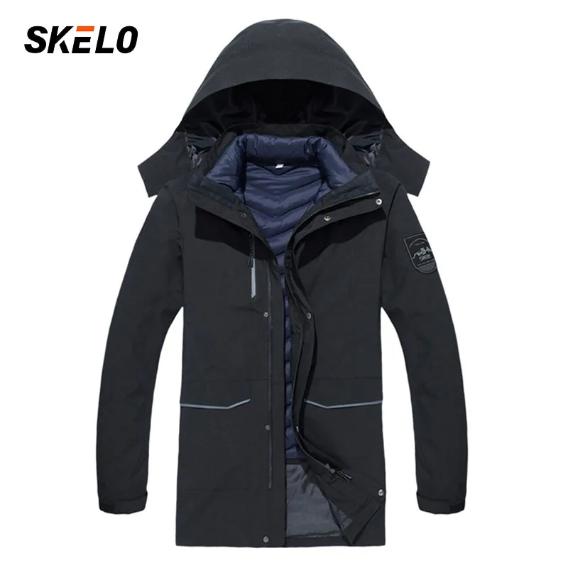 Лыжная куртка для мужчин водонепроницаемая горных лыж теплая с капюшоном