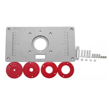 

Router Table Plate 700C Aluminum Router Table Insert Plate + 4 Rings Screws for Woodworking Benches, 235mm x 120mm x 8mm(9.3in