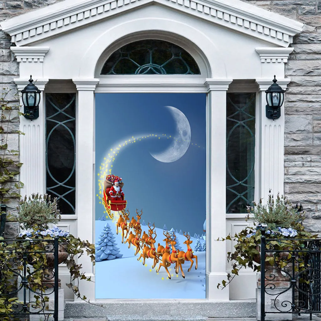 Christmas Decoration Door Stickers 3D Simulation Removable Wall Stickers Christmas Decorations for Home Door Stickers 19Oct09