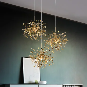 

Terzani Argent Chandelier Lighting Hand-Made Stainless Steel Leaf Chandelier lamp Villa Suspenion Lighting / Hanging Lights